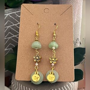 *3 for $20* Immitation Jade and Gold Dangle Earrings